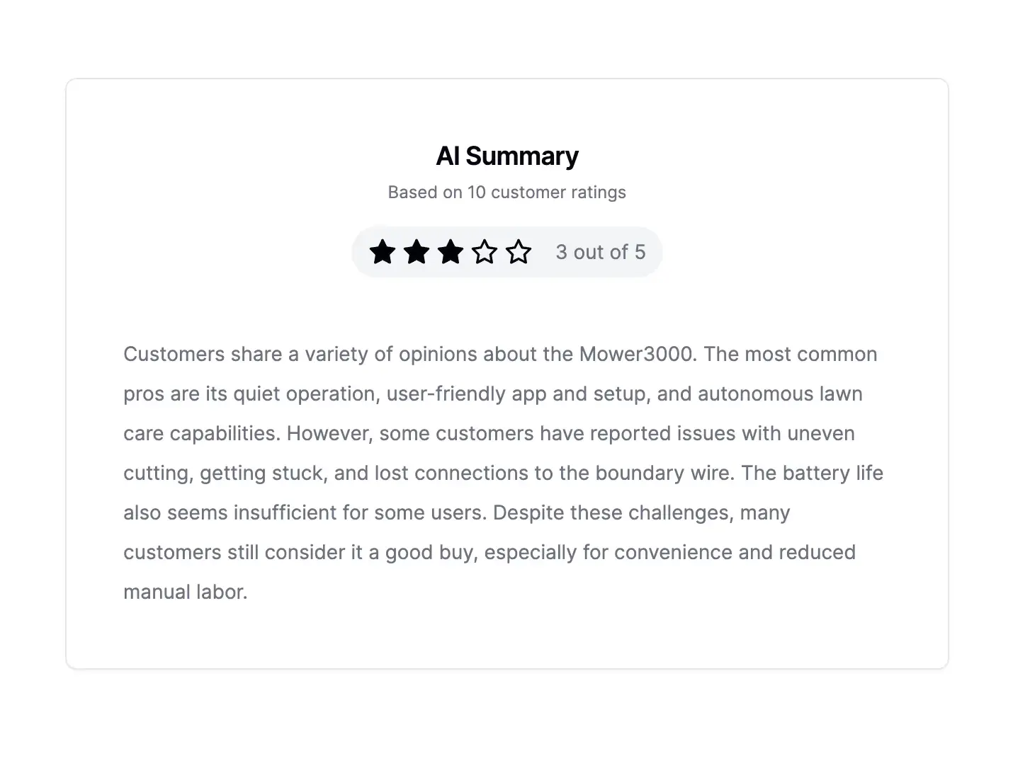 Customer Reviews AI Summary